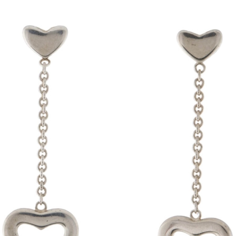 Tiffany & Co. Beautiful Silver Heart Drop Earrings